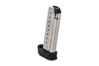 The Springfield Armory XDE Magazine holds 9 rounds of 9mm ammunition and comes with a grip sleeve